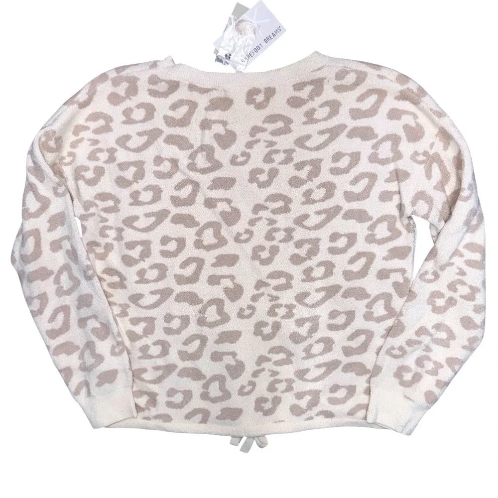 Barefoot Dreams Girls 6-7 CozyChic Leopard‎ Print Long Sleeve Sweater NWT